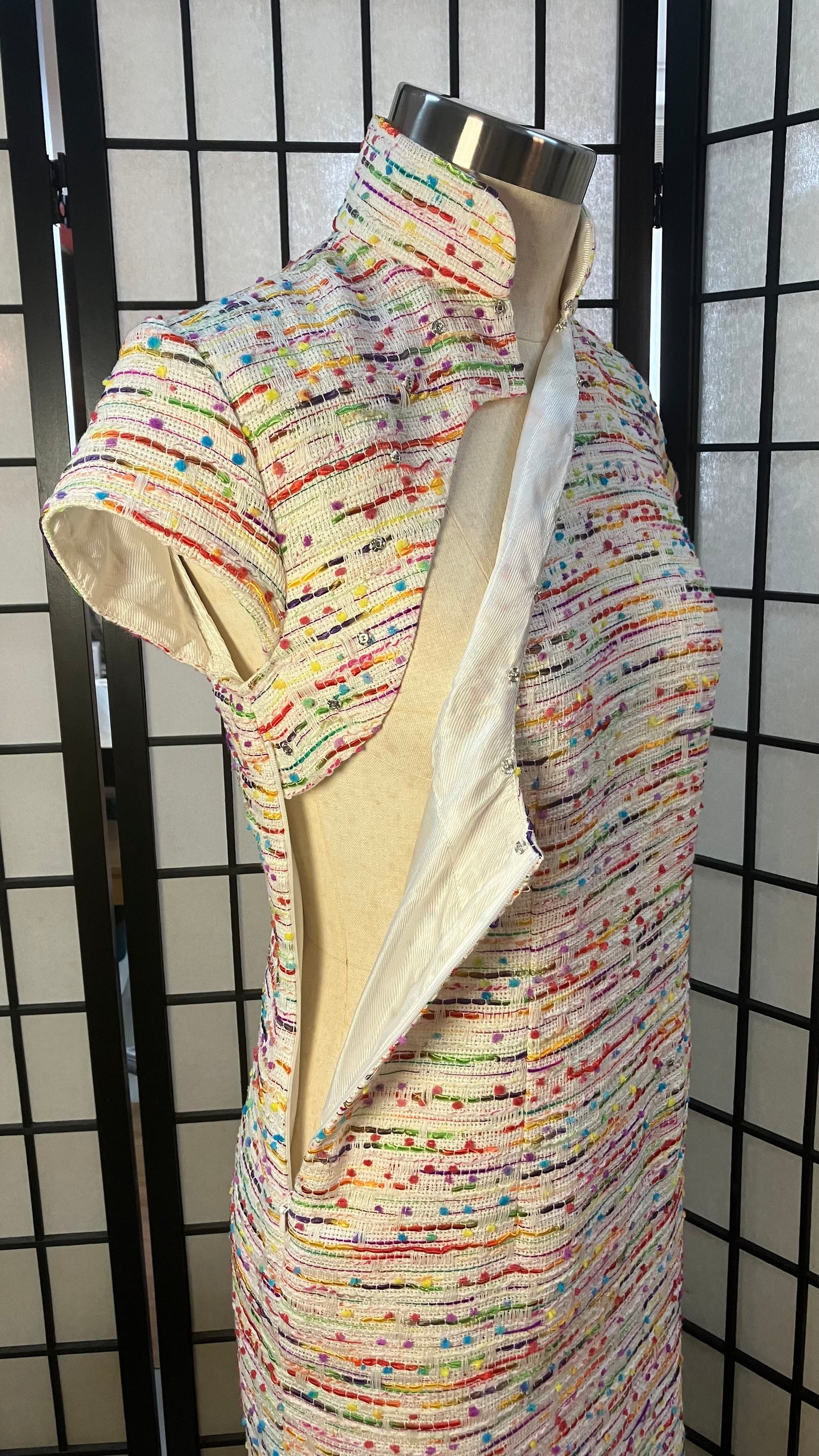 🌈 Regenbogen-Tweed-Cheongsam