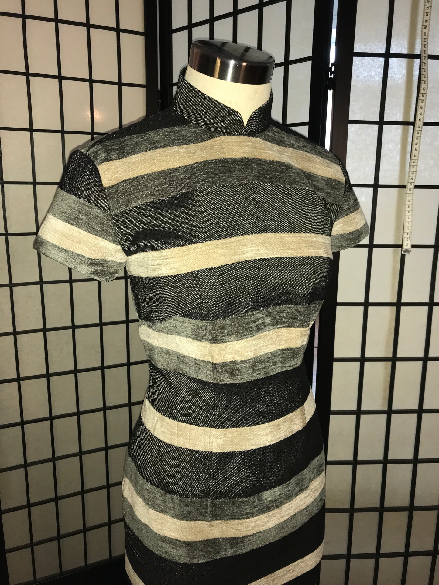 🦓Mono corduroy Jacquard stripe Cheongsam