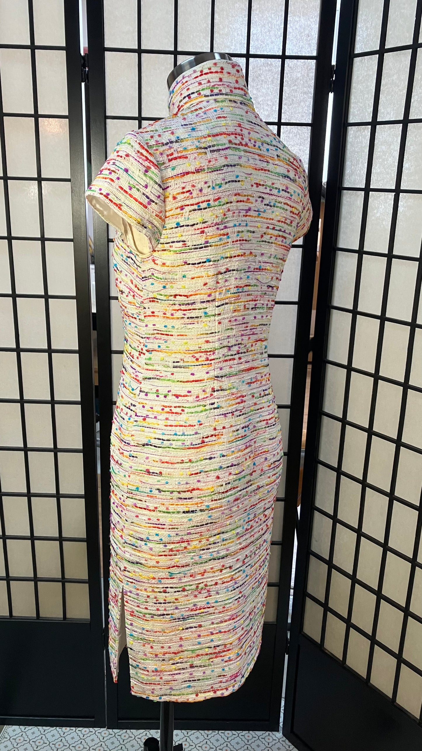 🌈 Regenbogen-Tweed-Cheongsam