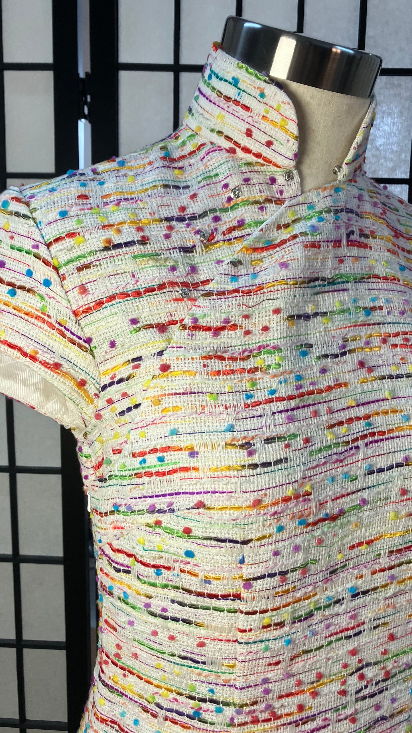 🌈 Regenbogen-Tweed-Cheongsam