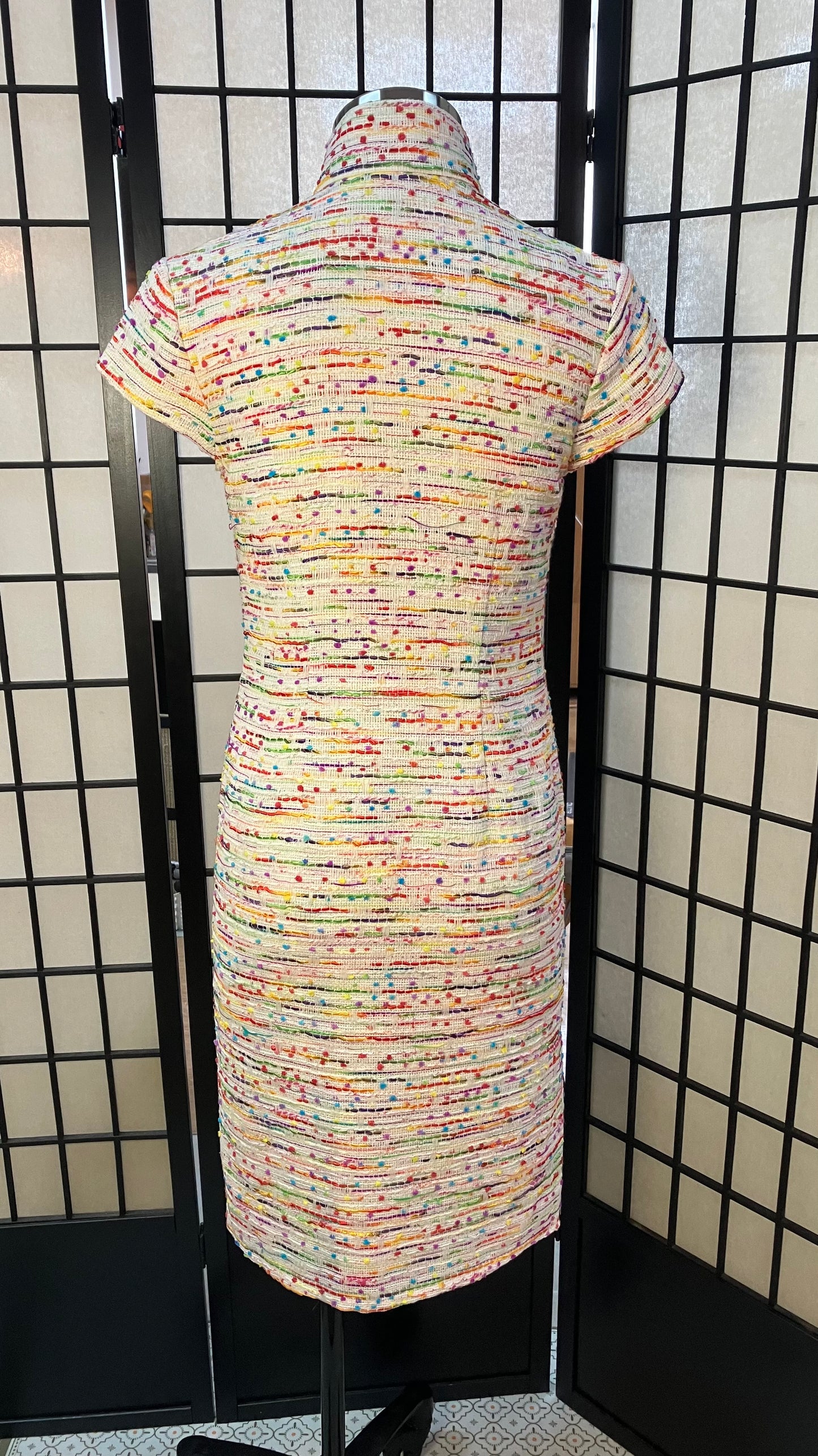 🌈 Regenbogen-Tweed-Cheongsam