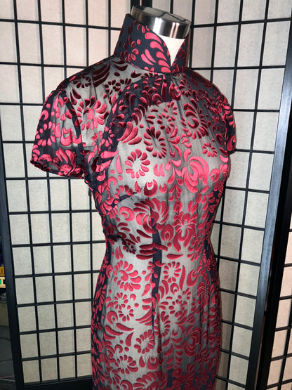 🌹 Silk Devoré Naked Rose Cheongsam