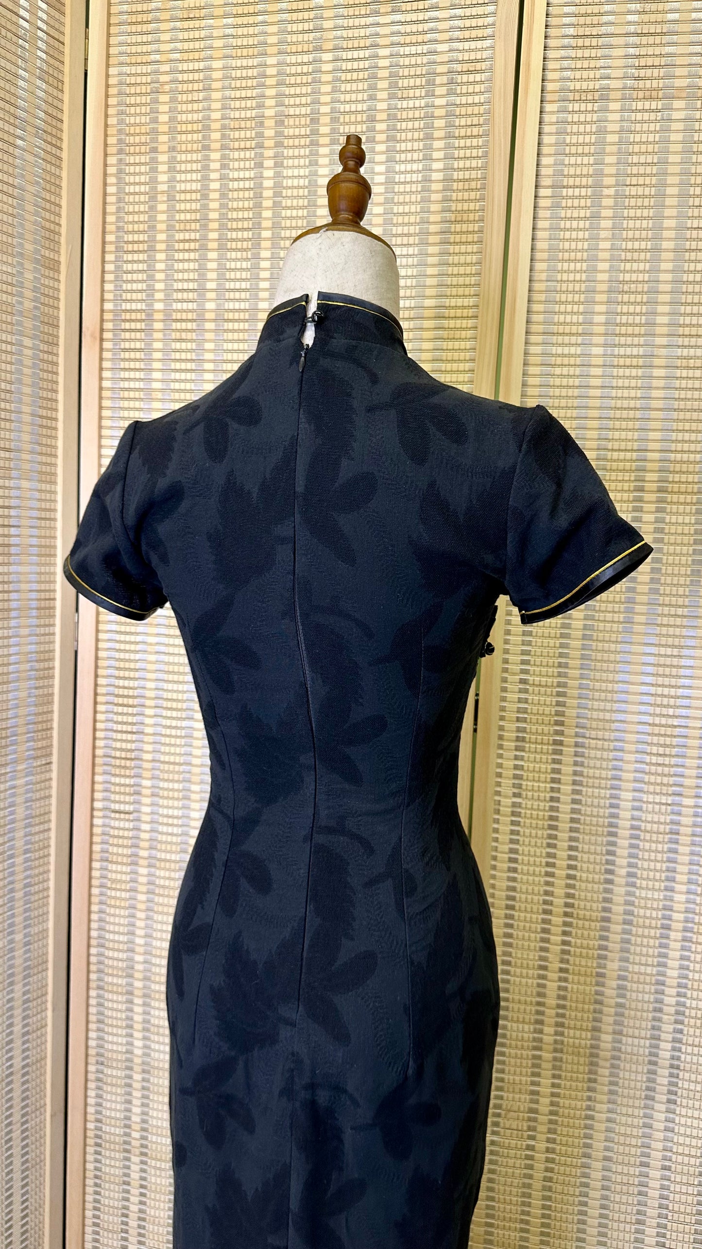 🖤Black Cotton brocade Qipao Dress