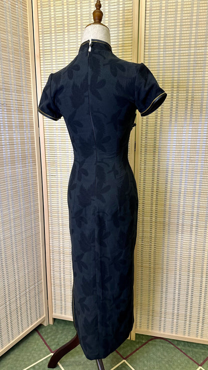 🖤Black Cotton brocade Qipao Dress