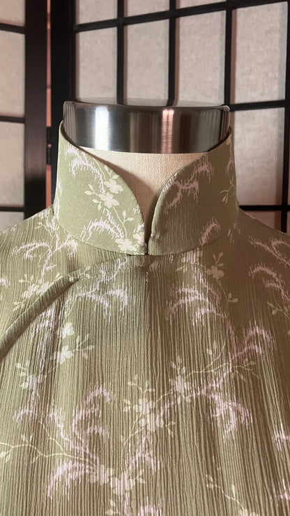 🌿 Vine Sheer chiffon Cheongsam - 企直啲 Stand Tall D