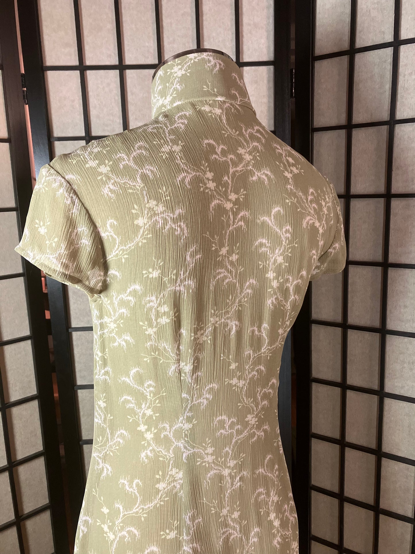 🌿 Vine Sheer chiffon Cheongsam - 企直啲 Stand Tall D