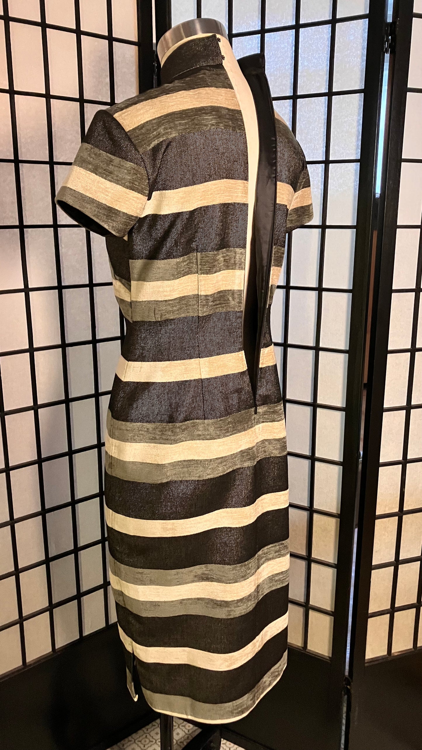 🦓Mono corduroy Jacquard stripe Cheongsam