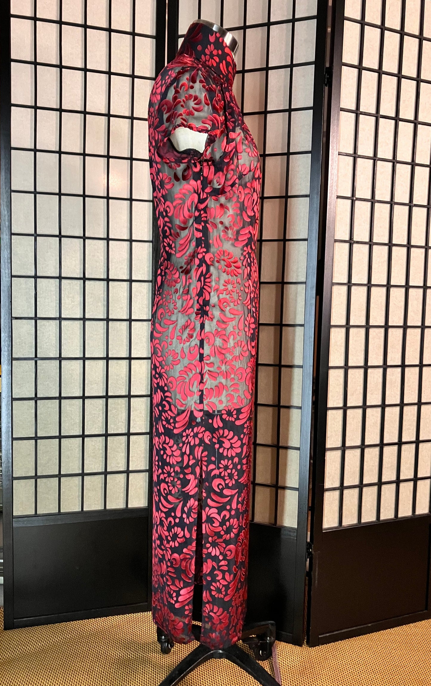 🌹 Silk Devoré Naked Rose Cheongsam