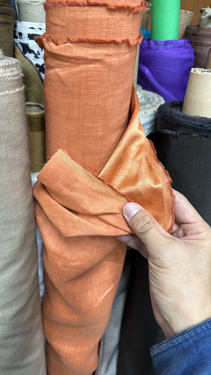 🍊Orange Silk Linen Cheongsam