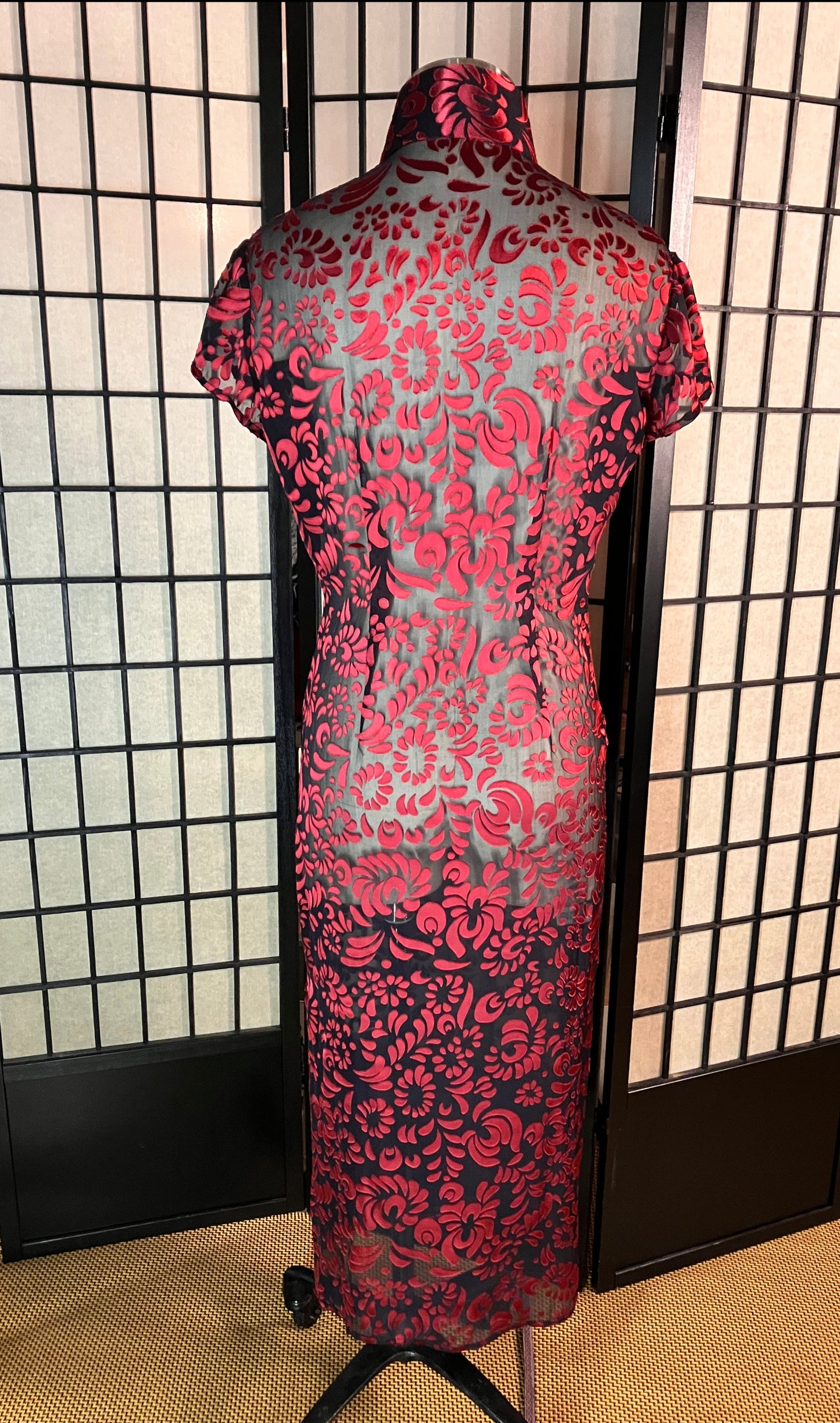 🌹 Silk Devoré Naked Rose Cheongsam