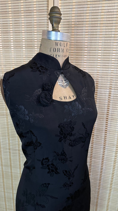 ♠️ Black Brocade modern Qipao dress