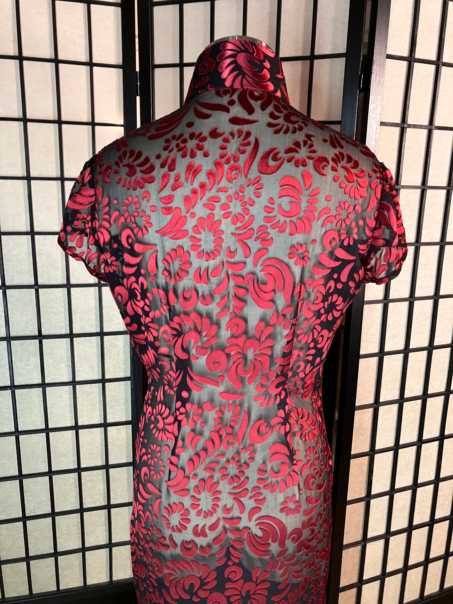 🌹 Silk Devoré Naked Rose Cheongsam