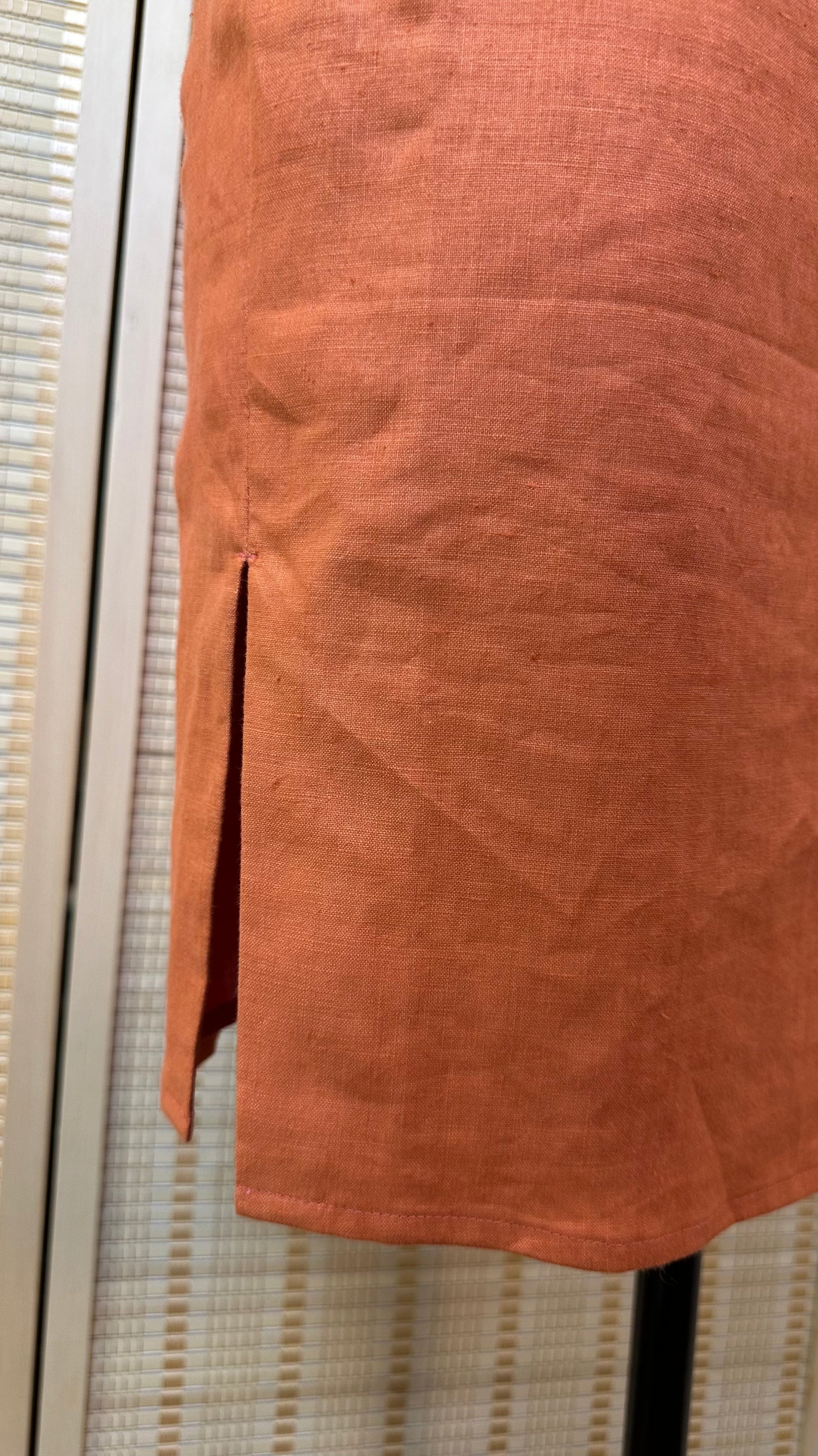 🍊Orange Silk Linen Cheongsam