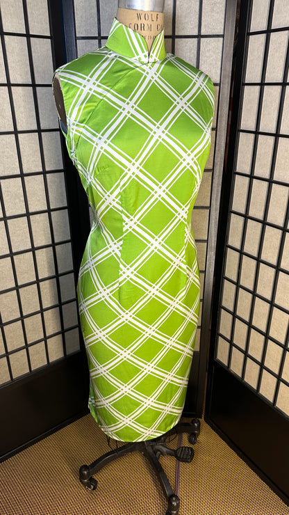 ❇️ Green diagonal checker CheongSam