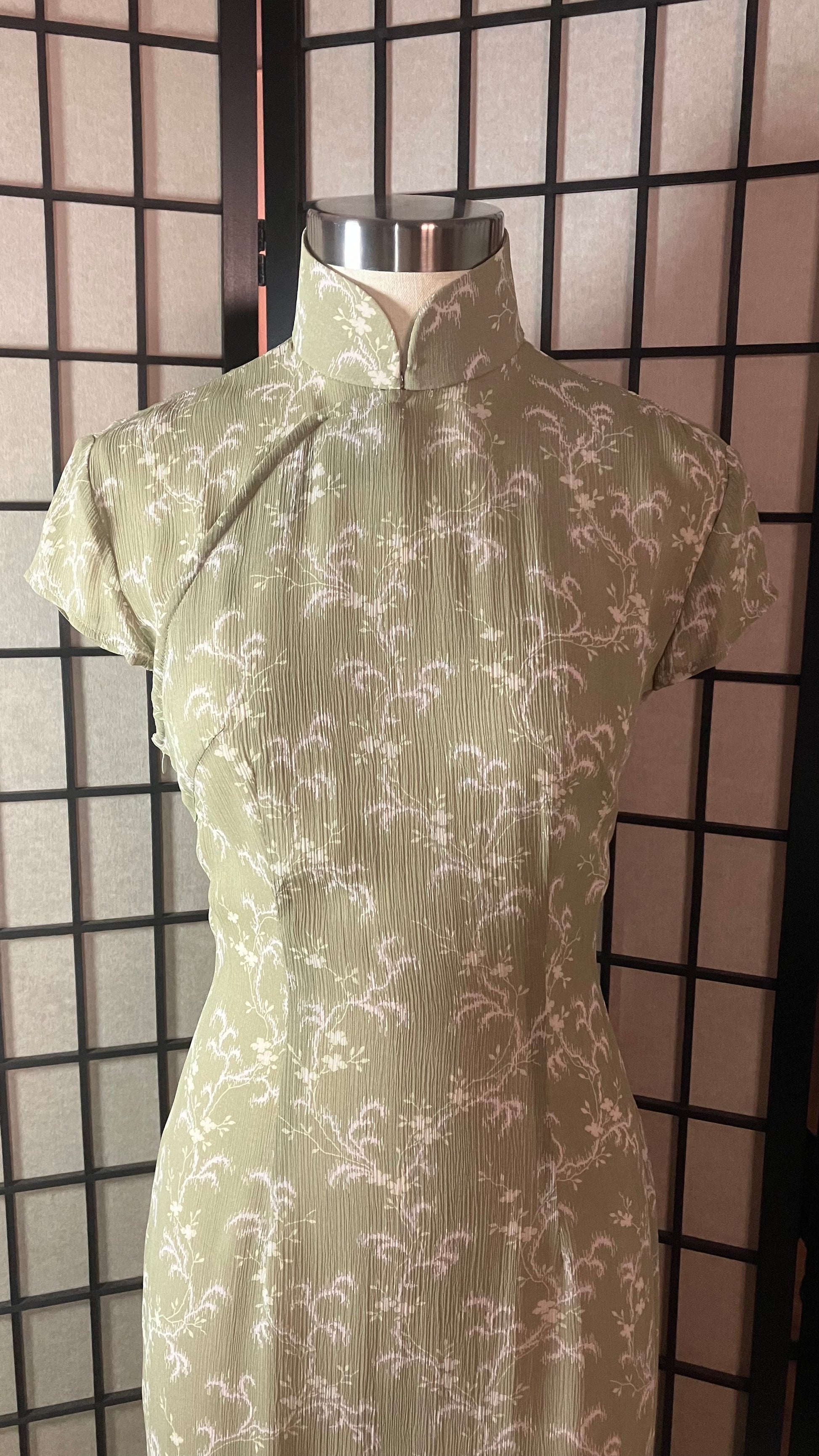 🌿 Vine Sheer chiffon Cheongsam - 企直啲 Stand Tall D