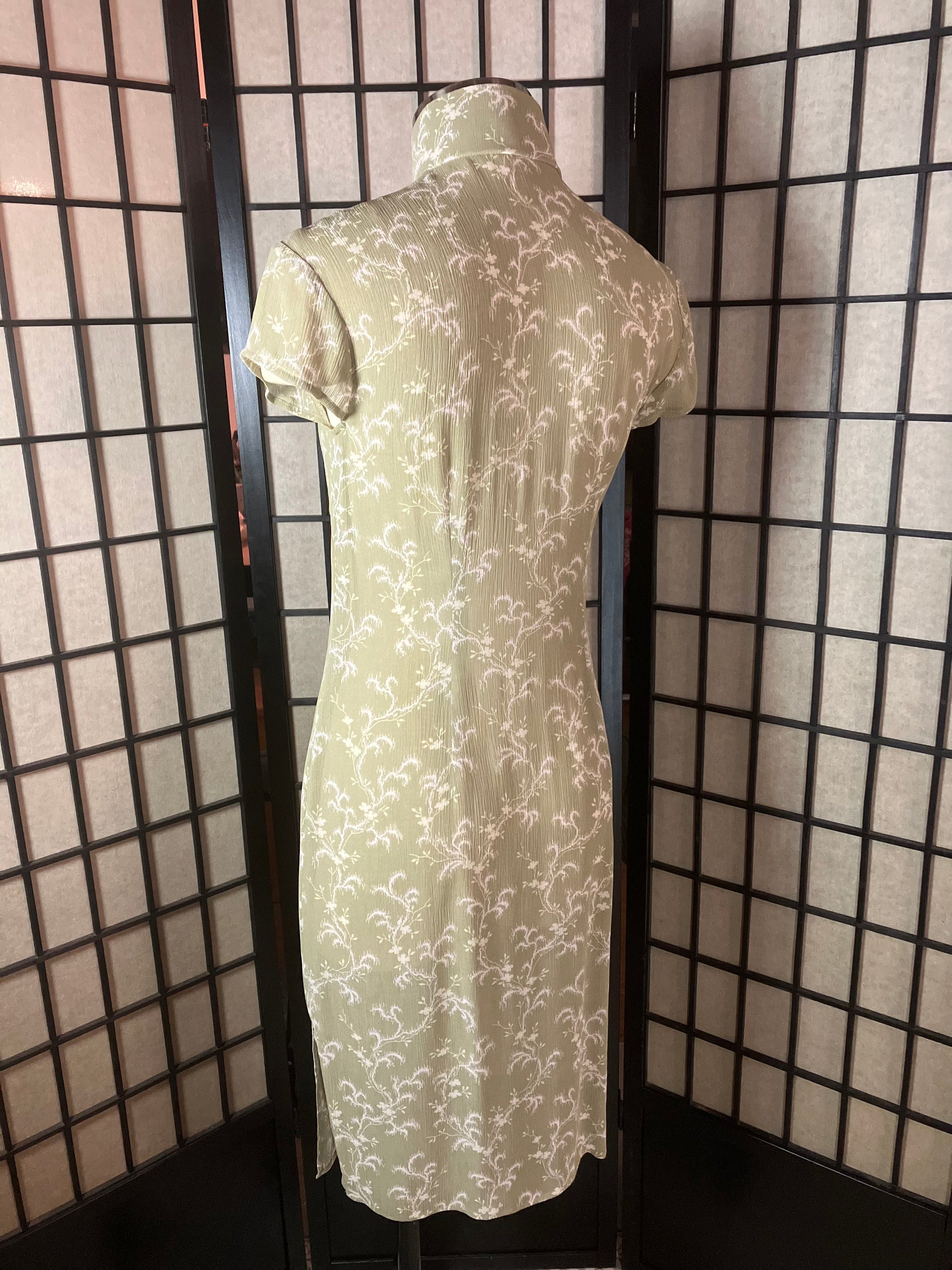 🌿 Vine Sheer chiffon Cheongsam - 企直啲 Stand Tall D