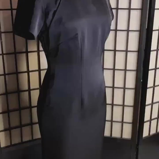 1960s Hong Kong style | Little Black CheongSam Dress [Tailor Made][ Satin Shine ] traditional bespoke  make to measure qipao asian oriental