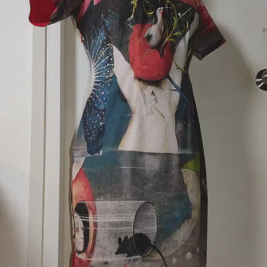 1960s Hong Kong style CheongSam Dress [Tailor-Made] | Hieronymus Bosch painting (custom printing fabric) | bespoke personal cutting pattern