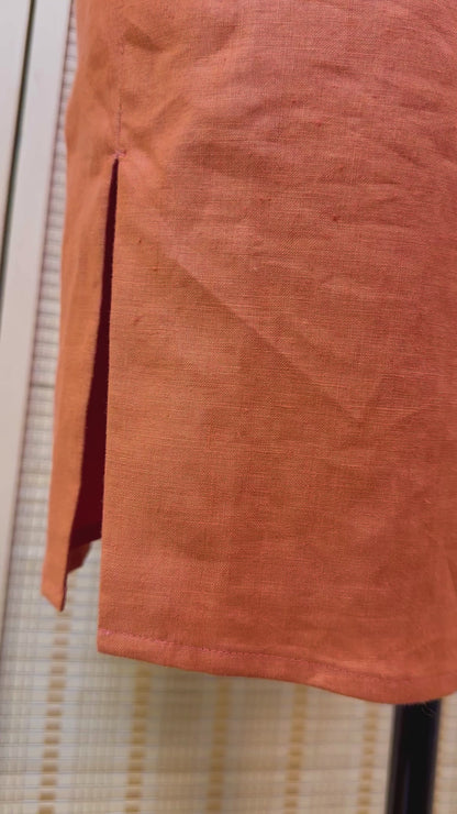 🍊Orange Silk Linen Cheongsam