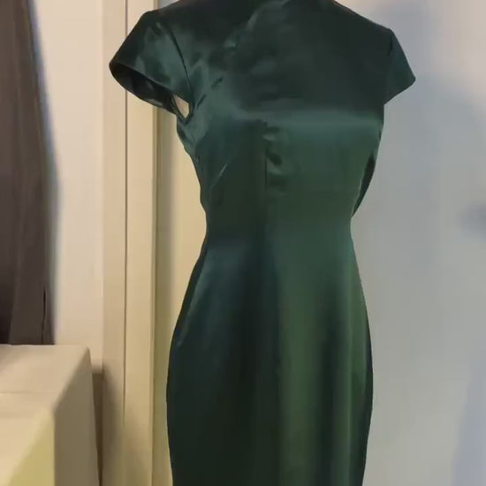 1960s Hong Kong style | Emerald Green CheongSam Dress [Tailor Made][ Silk satin ] traditional bespoke dressmaking make to measure qipao asia