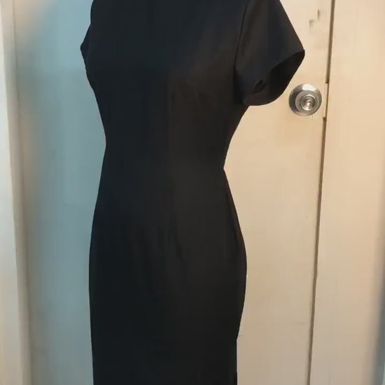 1960s Hong Kong style Little Black CheongSam Dress [Tailor-Made] [ Silk wool blend ]