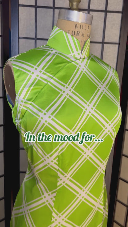 ❇️ Green diagonal checker CheongSam