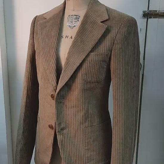 Corduroy Jacket [Tailor-Made] (Bemberg Lined) | Brown stripes texture cotton textile | bespoke make to measure tailor made jacket customize