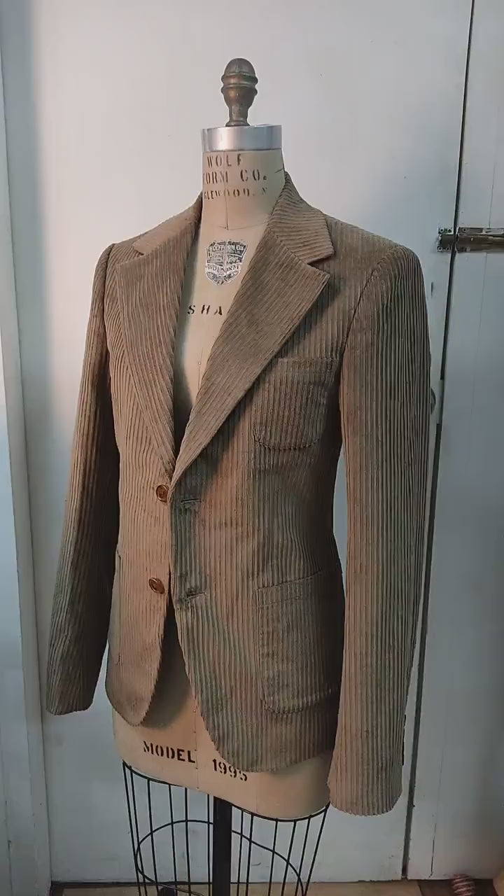 Corduroy Jacket [Tailor-Made] (Bemberg Lined) | Brown stripes texture cotton textile | bespoke make to measure tailor made jacket customize