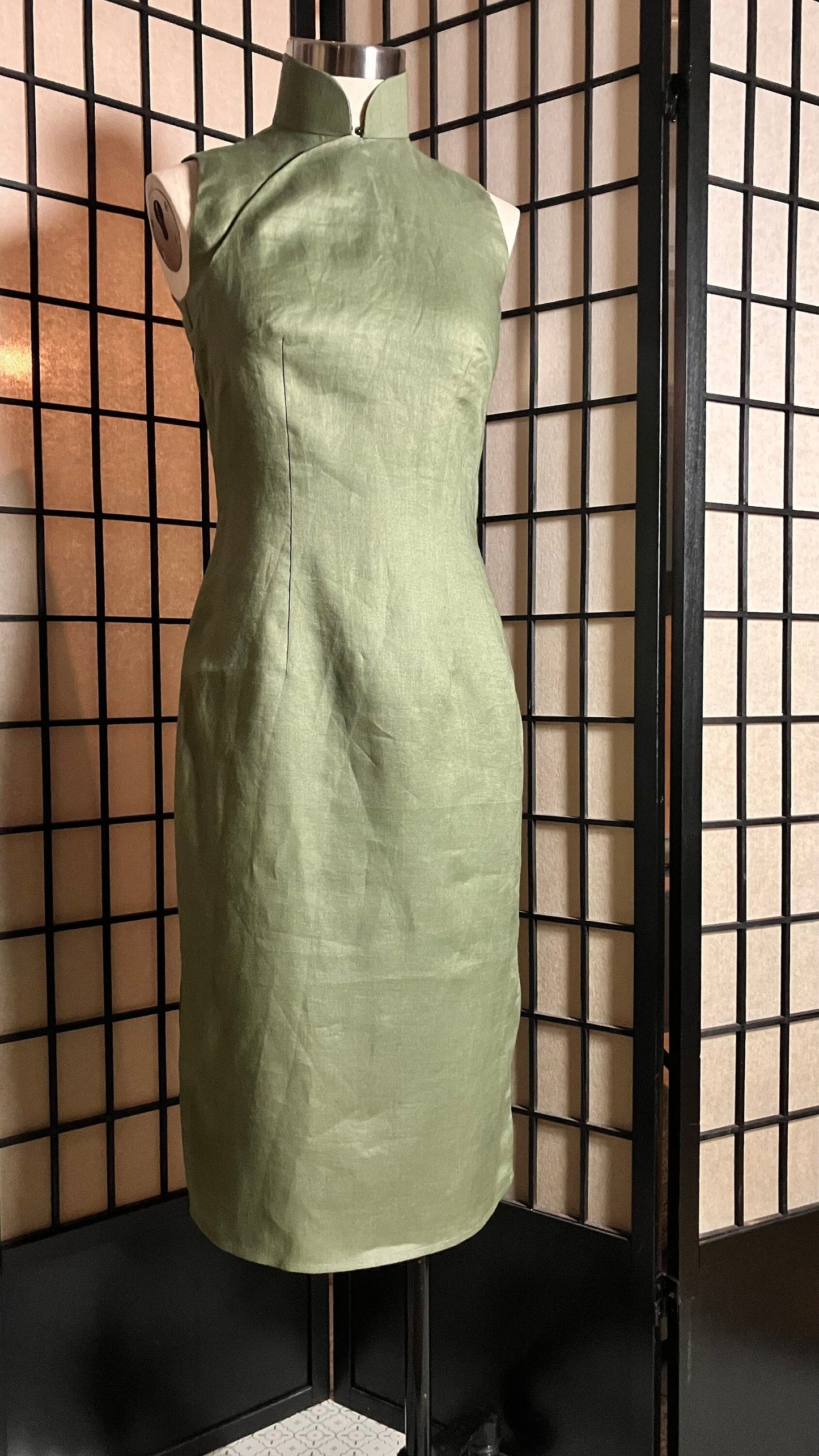 🥑 Avocado Linen Cheongsam - 企直啲 Stand Tall D