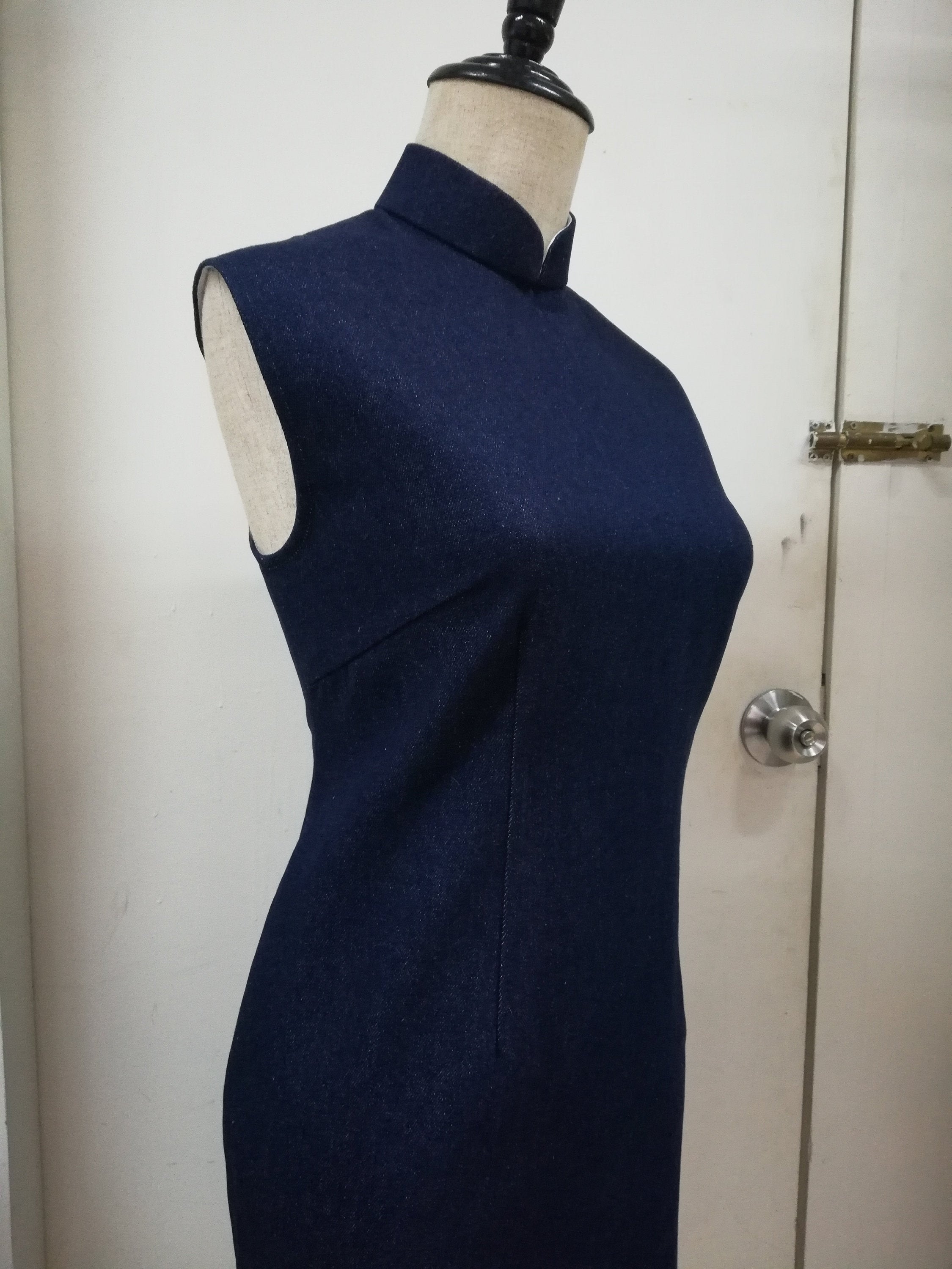 Denim cheongsam outlet