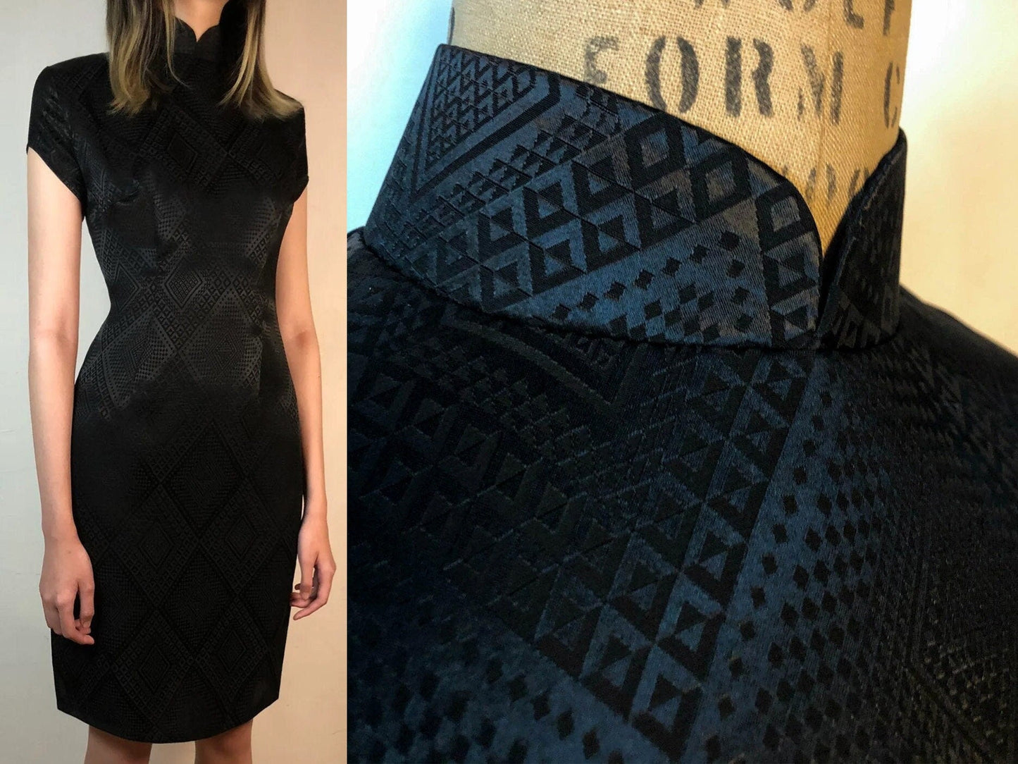 ✦ Geometric Jacquard Satin Cheongsam - 企直啲 Stand Tall D