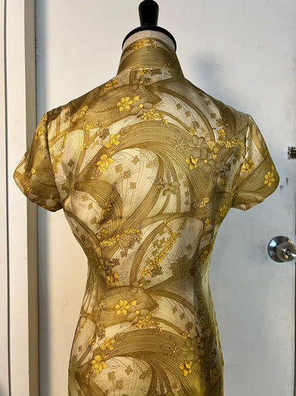 ✨ Golden Floral Silk Cheongsam - 企直啲 Stand Tall D