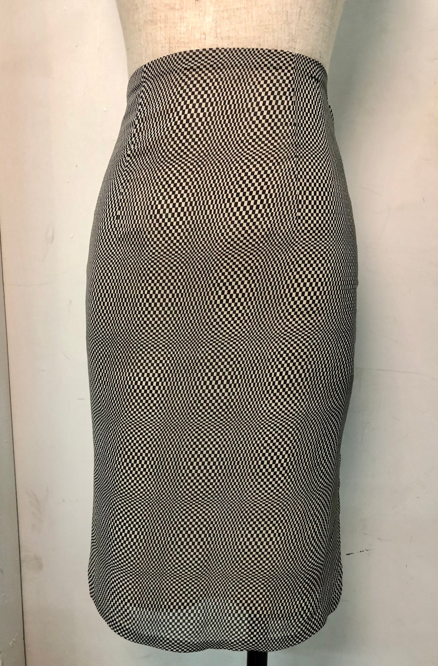 Any Size CheongSam Skirt [Tailor-Made] | Dizzy Black & White Checkered Chiffon side slit fully lined custom measurment made to order tailor