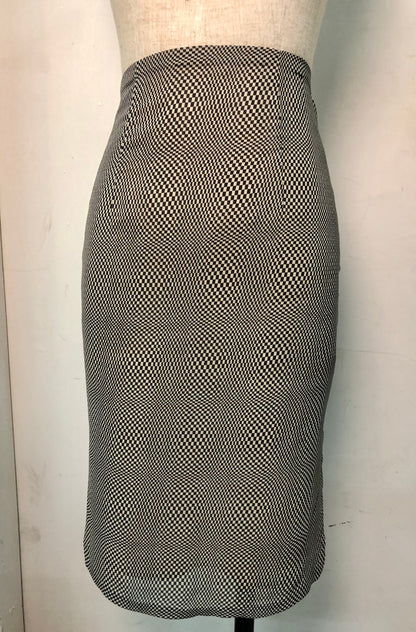 Any Size CheongSam Skirt [Tailor-Made] | Dizzy Black & White Checkered Chiffon side slit fully lined custom measurment made to order tailor