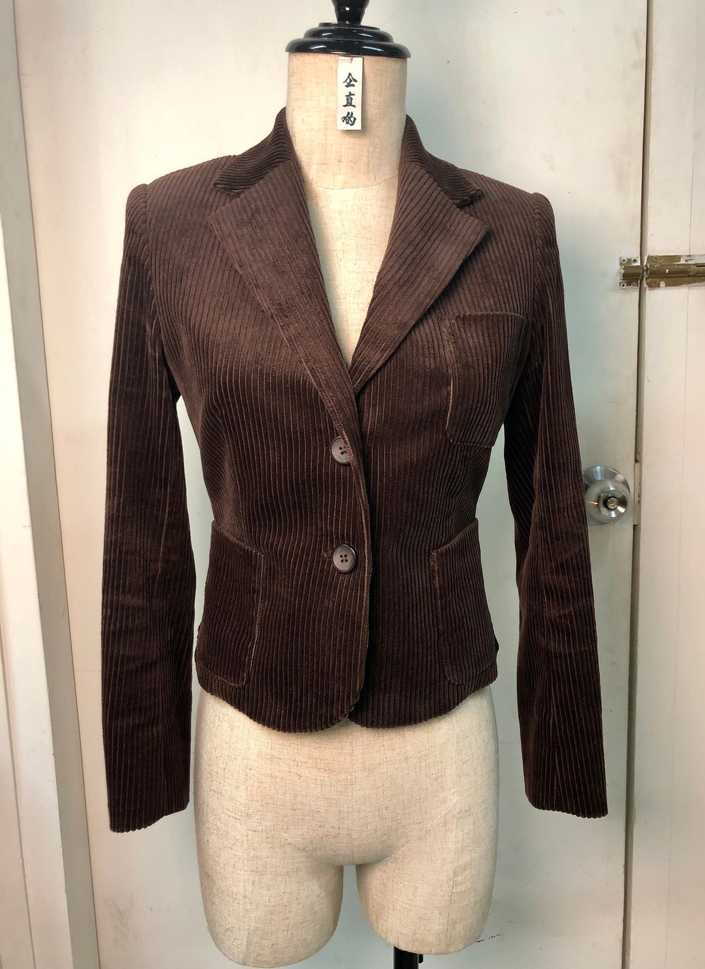 Short Jacket [Tailor-Made] (Fully Lined) | Brown cotton Corduroy lined with silk | or any fabric you want | plus size custom made to measure - 企直啲 Stand Tall D