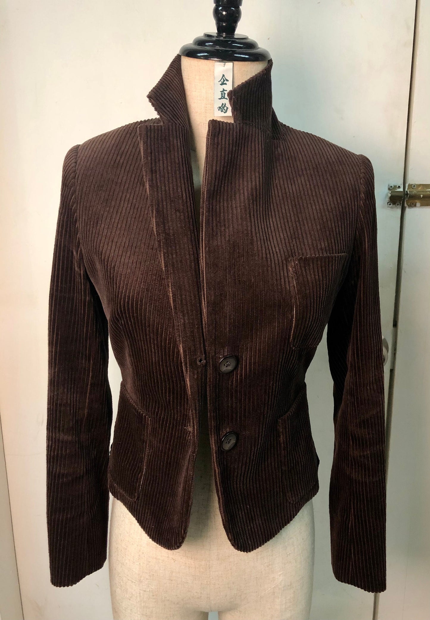 Short Jacket [Tailor-Made] (Fully Lined) | Brown cotton Corduroy lined with silk | or any fabric you want | plus size custom made to measure - 企直啲 Stand Tall D