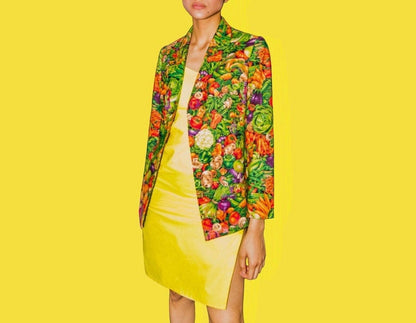 Blazer Jacket [Tailor-Made] (Fully Lined) | Eat-Your-Veggie Print | FREE SHIPPING - 企直啲 Stand Tall D