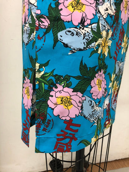 Any Size Single side Slit Skirt [Tailor-Made] | Authentic Japanese Print Blue fish custom measurment made to order tailor