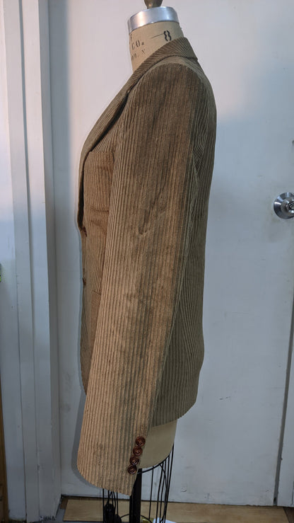 Corduroy Jacket [Tailor-Made] (Bemberg Lined) | Brown stripes texture cotton textile | bespoke make to measure tailor made jacket customize - 企直啲 Stand Tall D