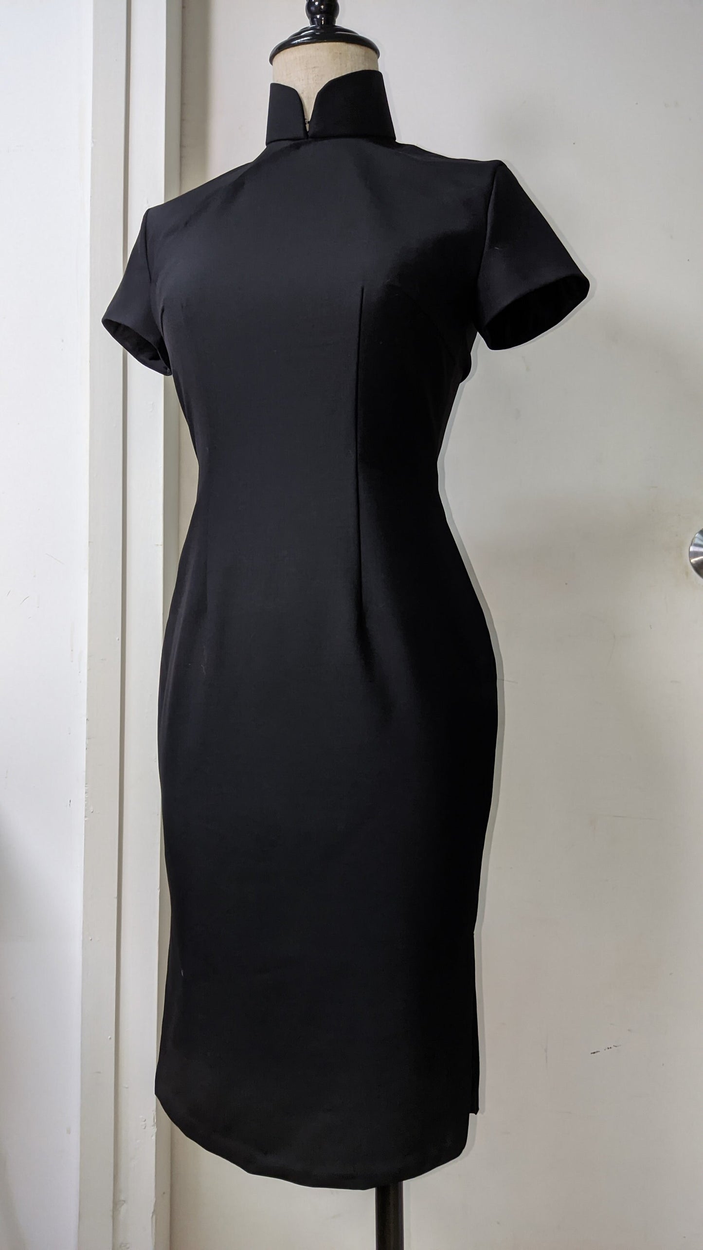 1960s Hong Kong style Little Black CheongSam Dress [Tailor Made][ wool blend Twill ] traditional bespoke dressmaking make to measure - 企直啲 Stand Tall D