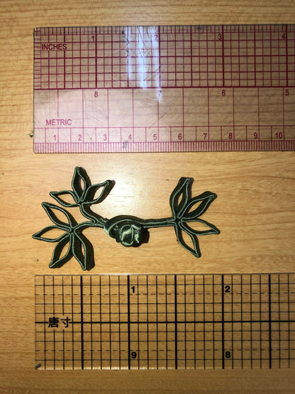 historically authentic handmade Chinese Knot Buttons | Bamboo Green leaf satin , ONE pair as seen in photos | 槳糊鐵線功花鈕盤扣 - 企直啲 Stand Tall D