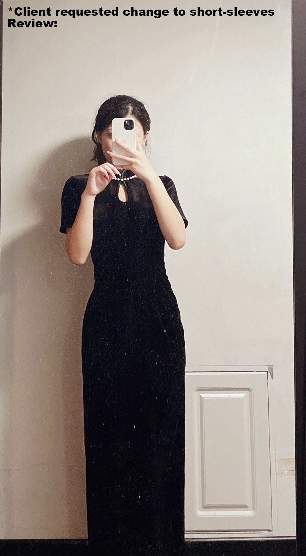Black velvet stretchy CheongSam qipao Dress [Tailor-Made] | made to measure any plus size tailormade stretch bespoke halter sleeveless LBD - 企直啲 Stand Tall D