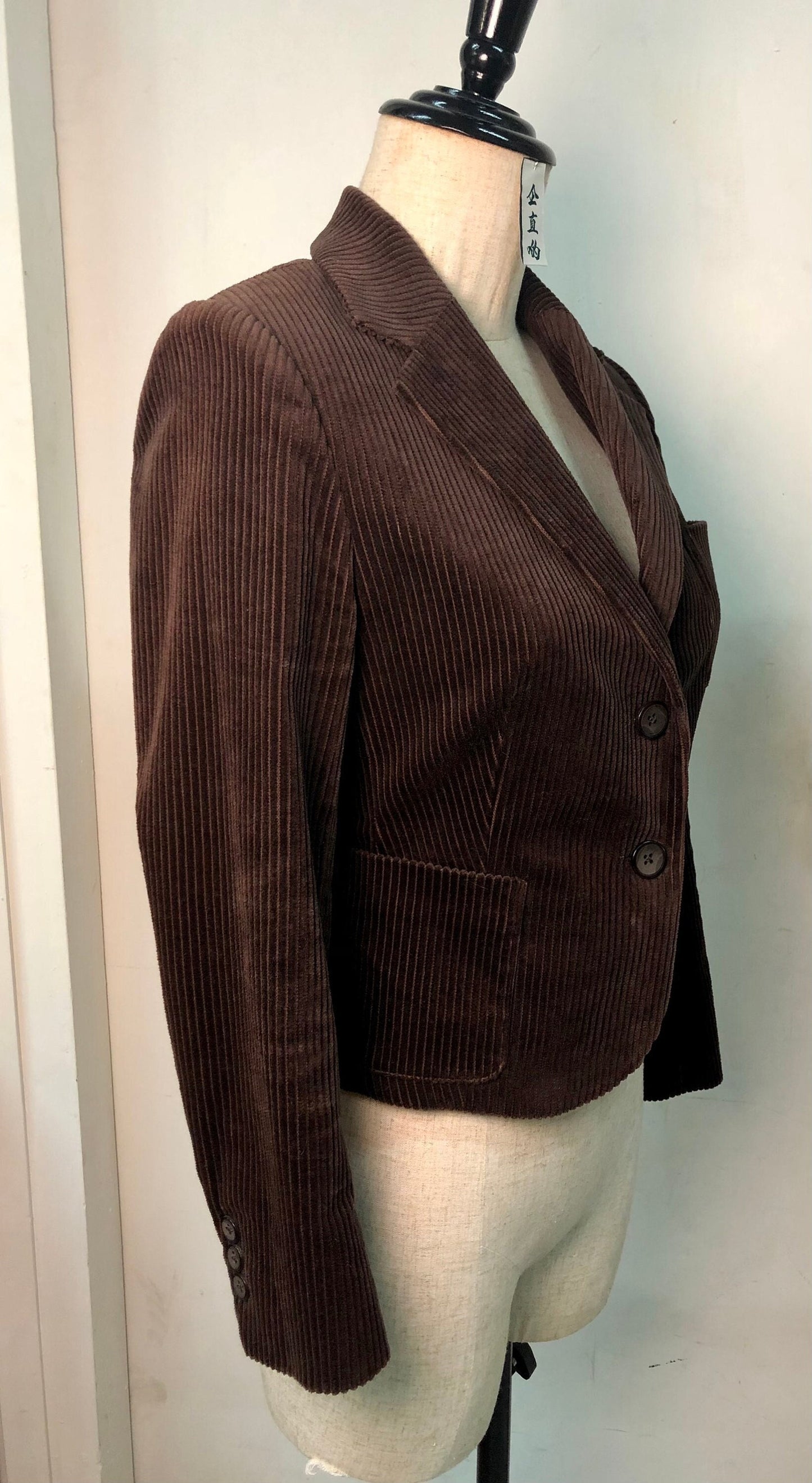 Short Jacket [Tailor-Made] (Fully Lined) | Brown cotton Corduroy lined with silk | or any fabric you want | plus size custom made to measure - 企直啲 Stand Tall D