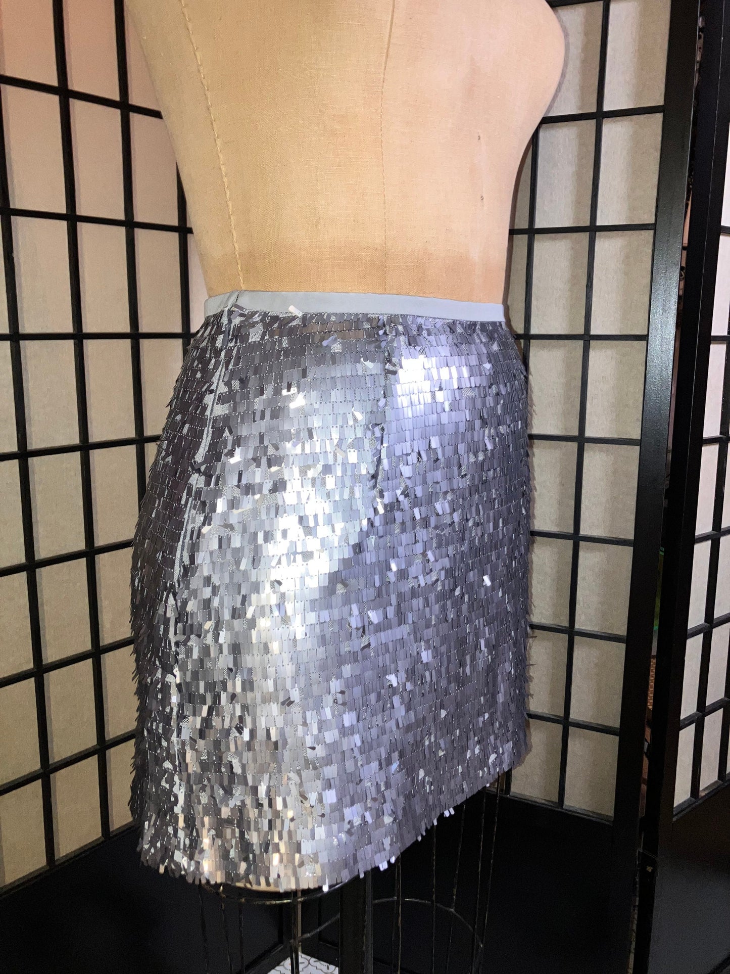 Disco ball Skirt | Silver sequins sparkling [Tailor-Made] | ANY size ,plus size,  custom length waist style cutting a line pencil metallic - 企直啲 Stand Tall D