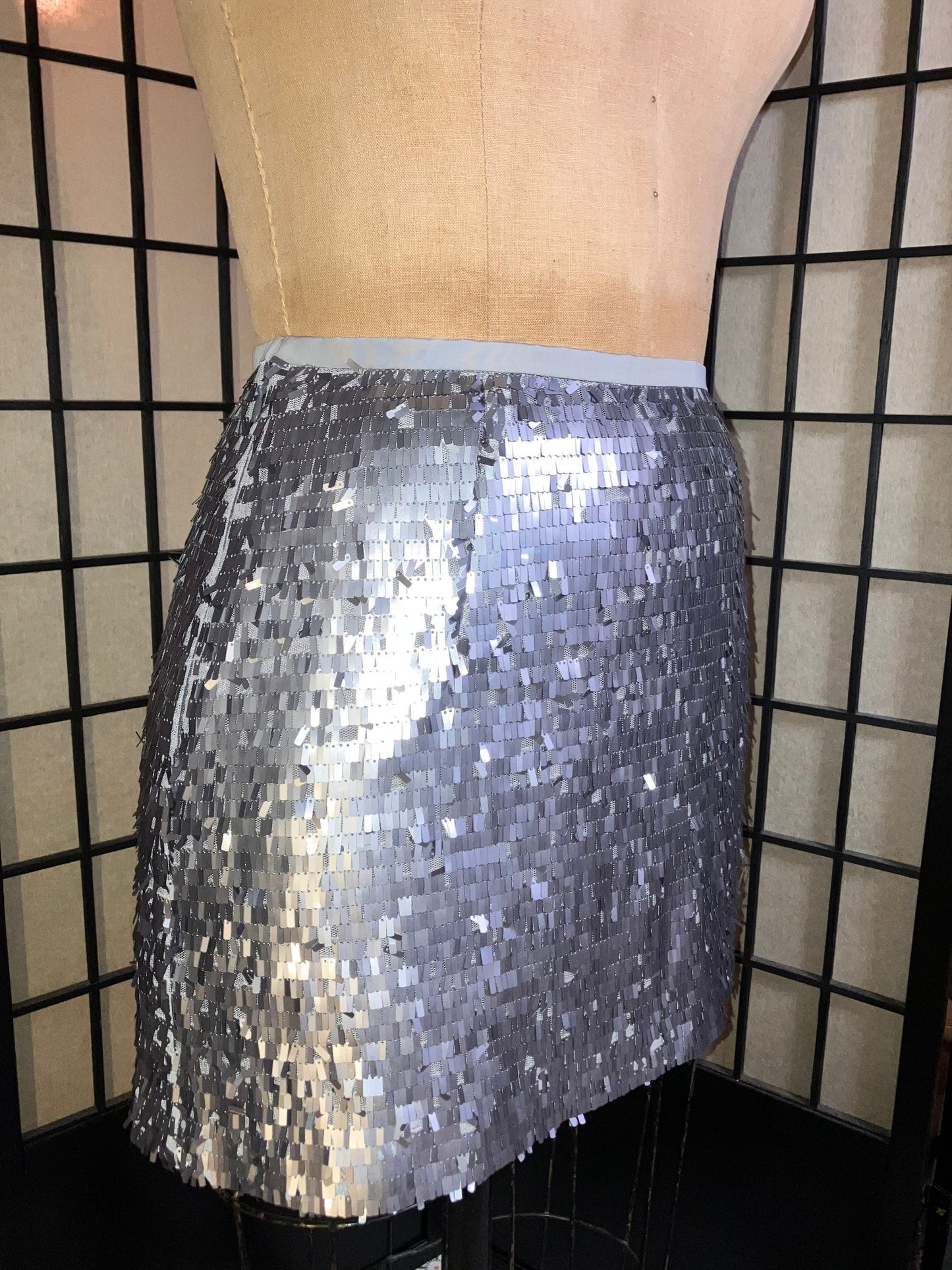 Disco ball Skirt | Silver sequins sparkling [Tailor-Made] | ANY size ,plus size,  custom length waist style cutting a line pencil metallic - 企直啲 Stand Tall D