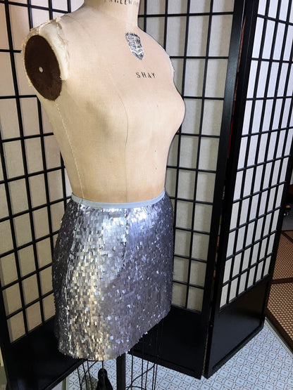 Disco ball Skirt | Silver sequins sparkling [Tailor-Made] | ANY size ,plus size,  custom length waist style cutting a line pencil metallic - 企直啲 Stand Tall D