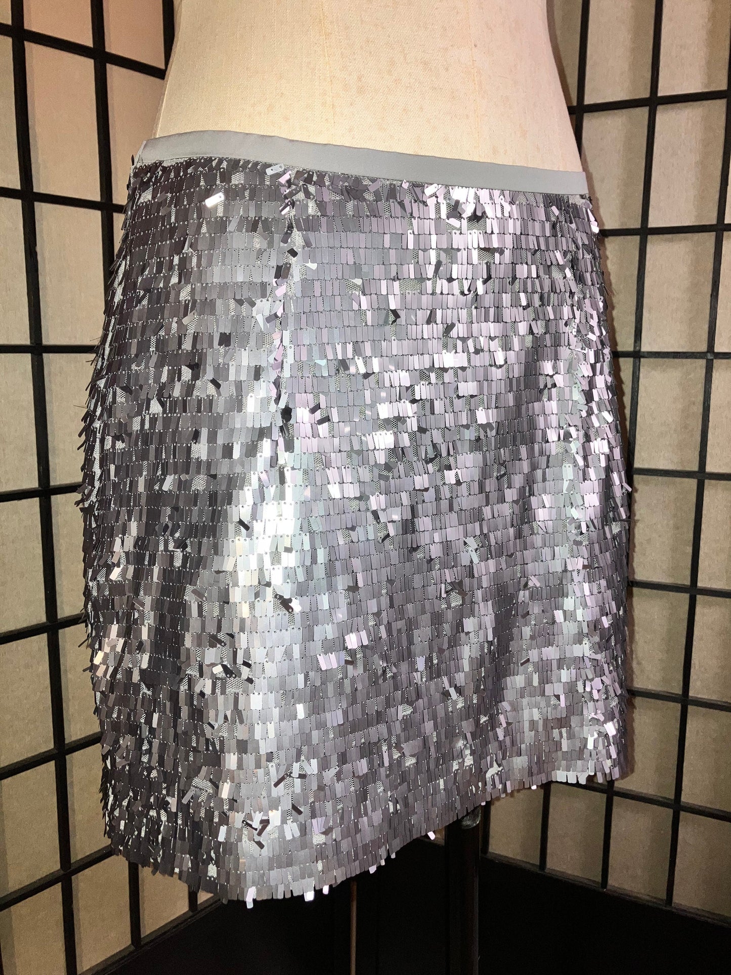 Disco ball Skirt | Silver sequins sparkling [Tailor-Made] | ANY size ,plus size,  custom length waist style cutting a line pencil metallic - 企直啲 Stand Tall D