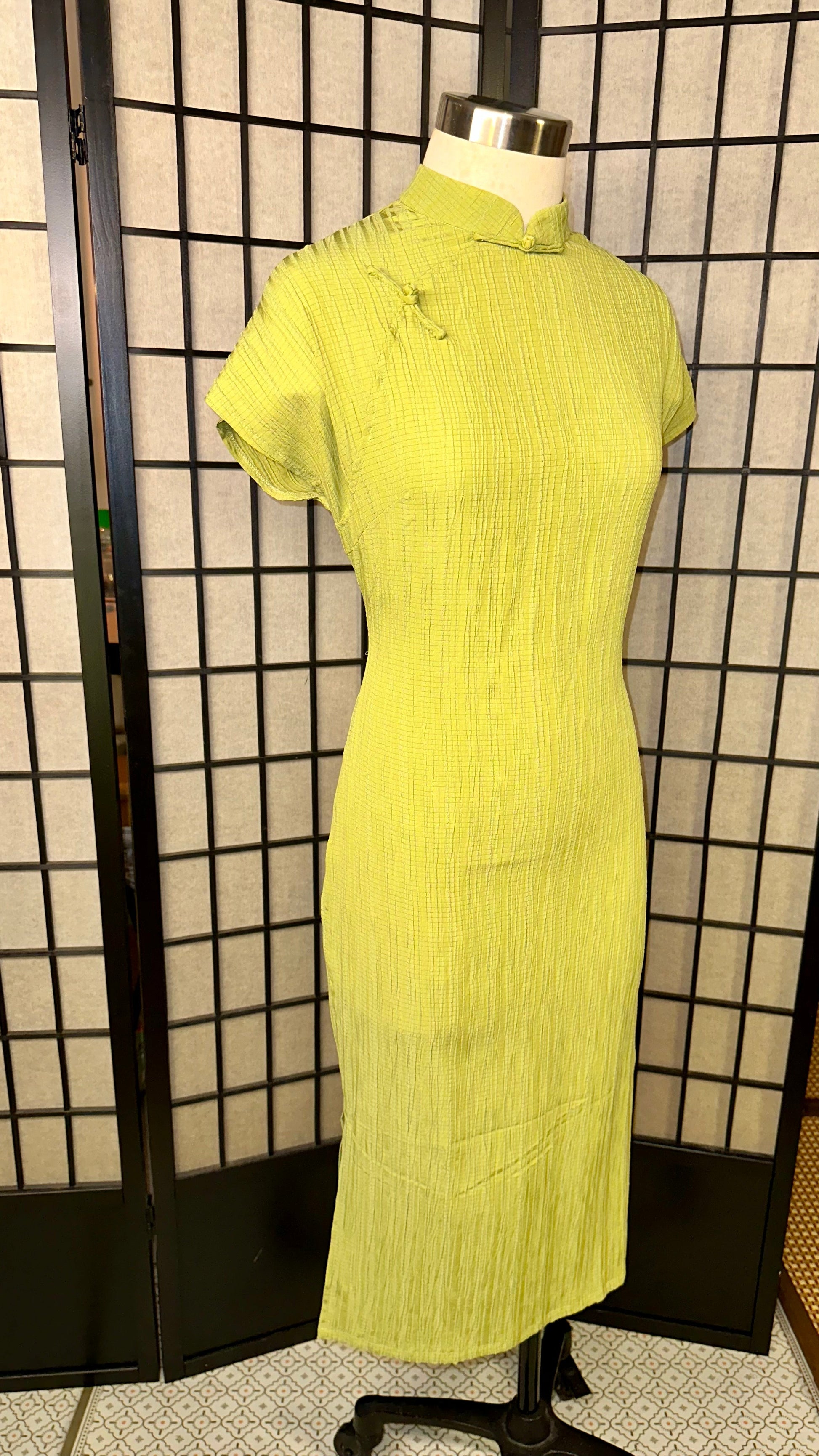 Stretchy Avocado Green modern Qipao dress Stand Tall D Stretchy Avocado Green modern Qipao dress Stand Tall D